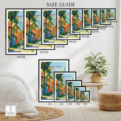 Panama City travel poster size guide for home decor wall art with vibrant street scene