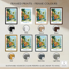 Panama City travel poster in 8 frame colors: black, white, natural, brown, gold, silver, dark grey, light grey