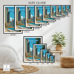 Panama City skyline art print in various sizes for modern home decor