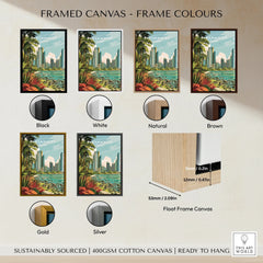 Panama City travel poster with frame options: black, white, natural, brown, gold, silver