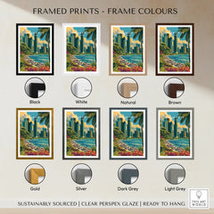 Panama City skyline art print in various frame colors for home decor