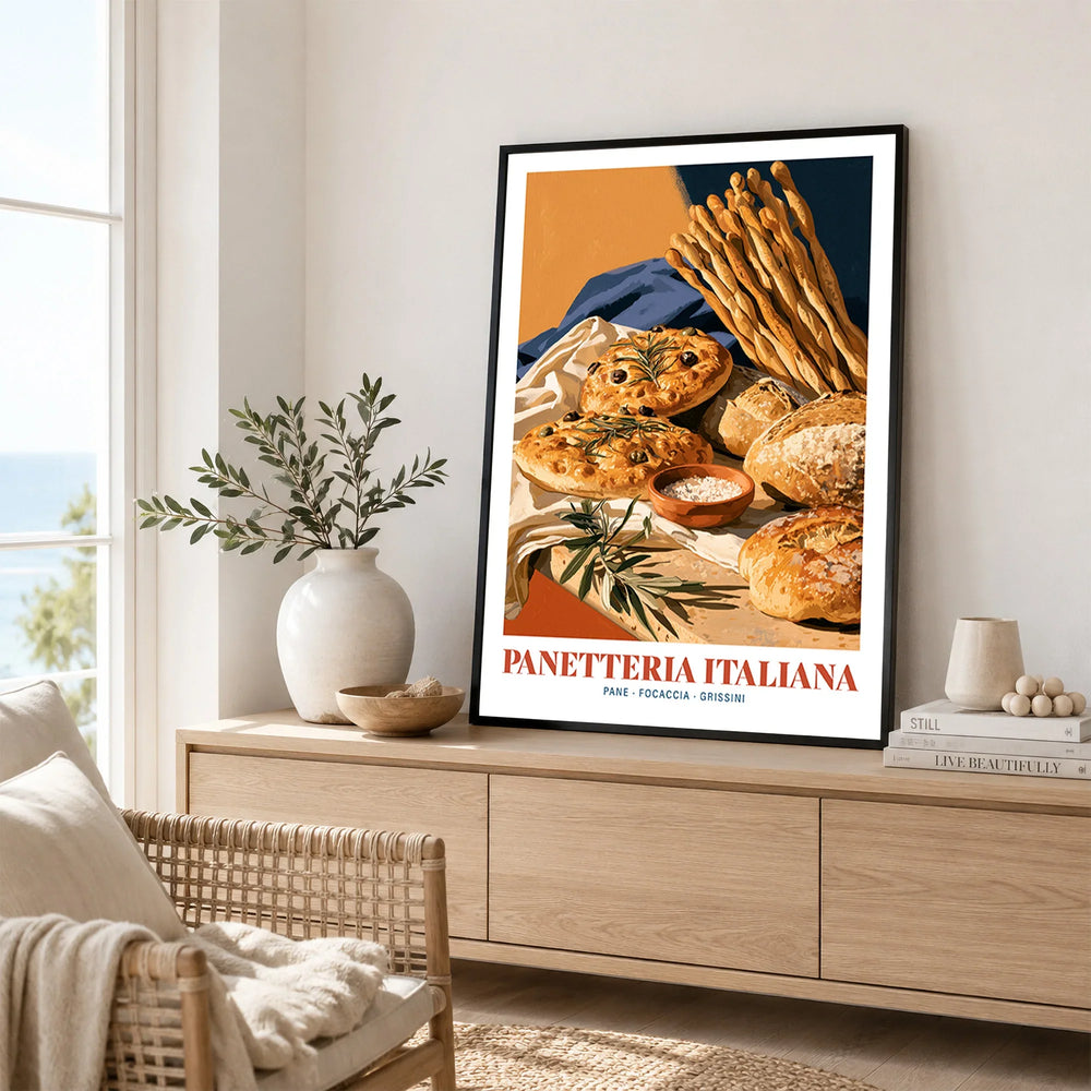 Italian Panetteria Bakery Wall Art - framed artwork living room lifestyle setting