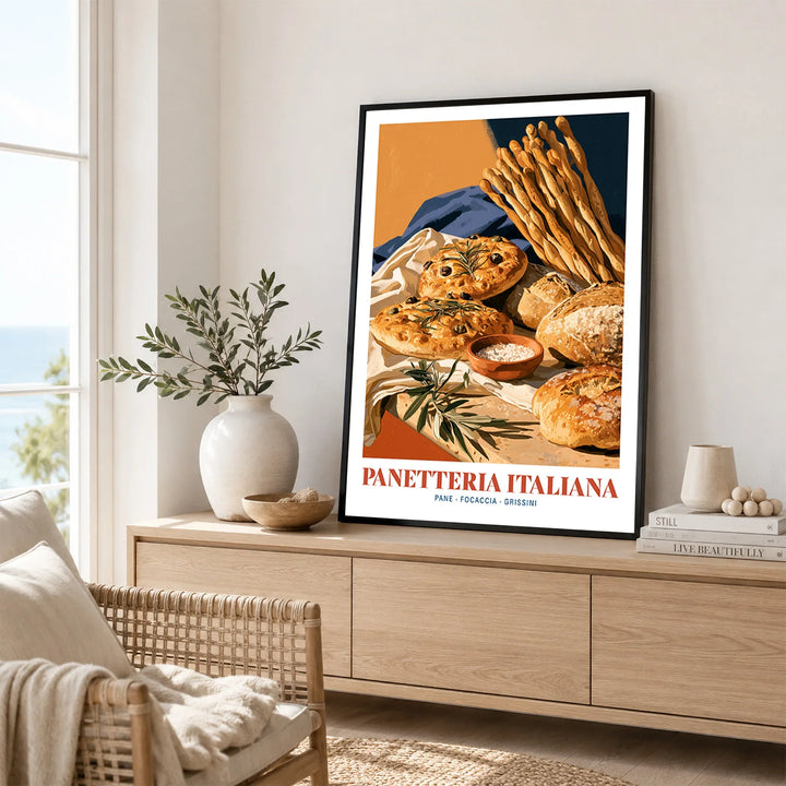 Italian Panetteria Bakery Wall Art - framed artwork living room lifestyle setting