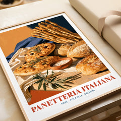 Italian Panetteria Bakery Wall Art - framed art print closeup gift unwrapped natural frame