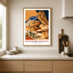 Italian Panetteria Bakery Wall Art - neutral kitchen single frame mockup This Art World