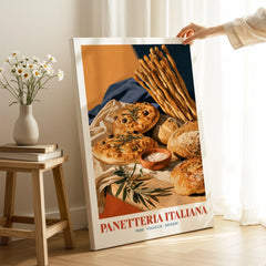 Italian Panetteria Bakery Wall Art - canvas print mirror edge hand holding room setting