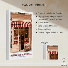 Paris Patisserie French Bakery Wall Art - canvas print stretched cotton canvas details