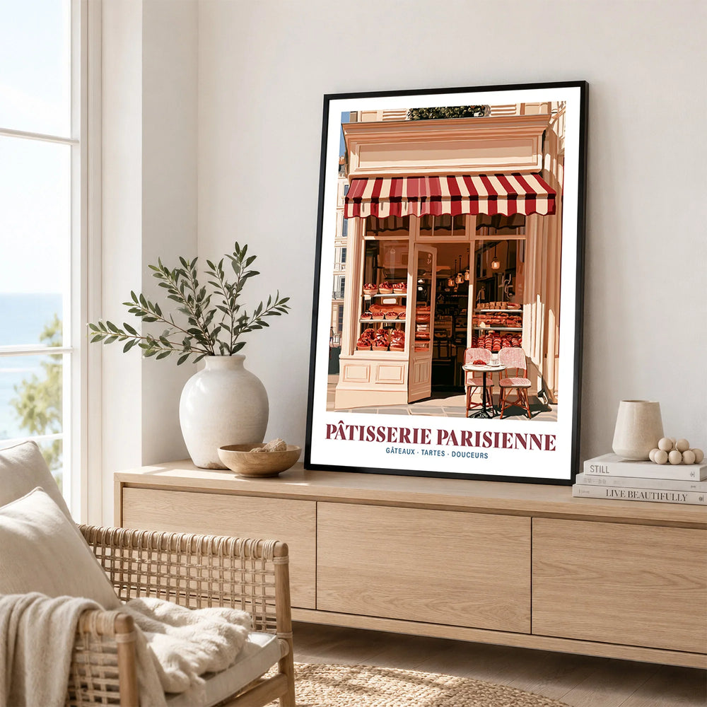 Paris Patisserie French Bakery Wall Art - framed artwork living room lifestyle setting