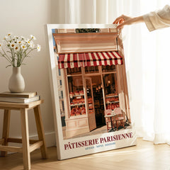 Paris Patisserie French Bakery Wall Art - canvas print mirror edge hand holding room setting