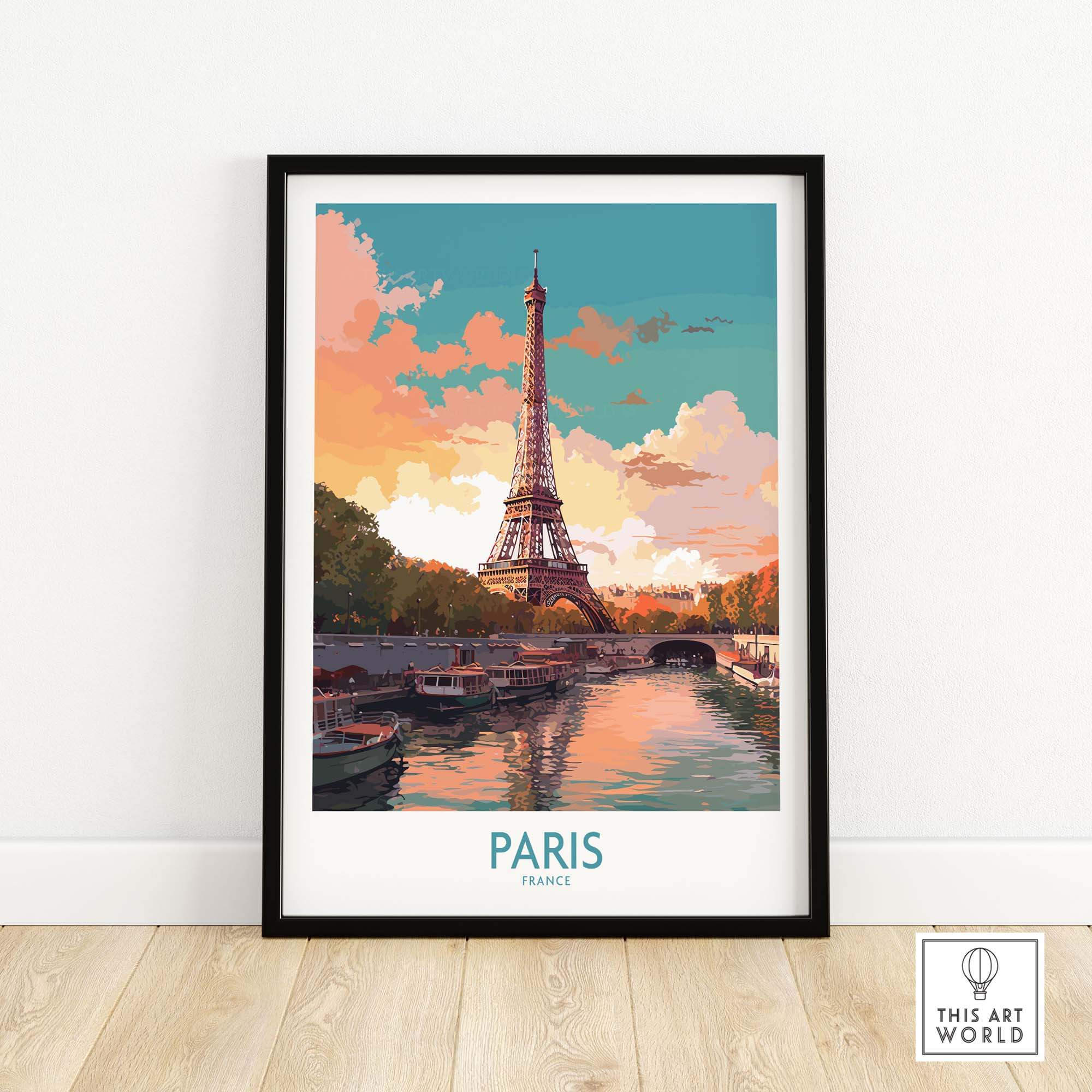 Paris wall art featuring the Eiffel Tower, capturing the charm and romance of France in vibrant colors.