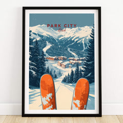 Park City Ski Print featuring vibrant ski slopes and mountain views in Park City, Utah.