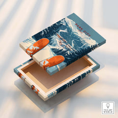 Park City Ski Print featuring vibrant ski design on a decorative box showcasing stunning mountain scenery.