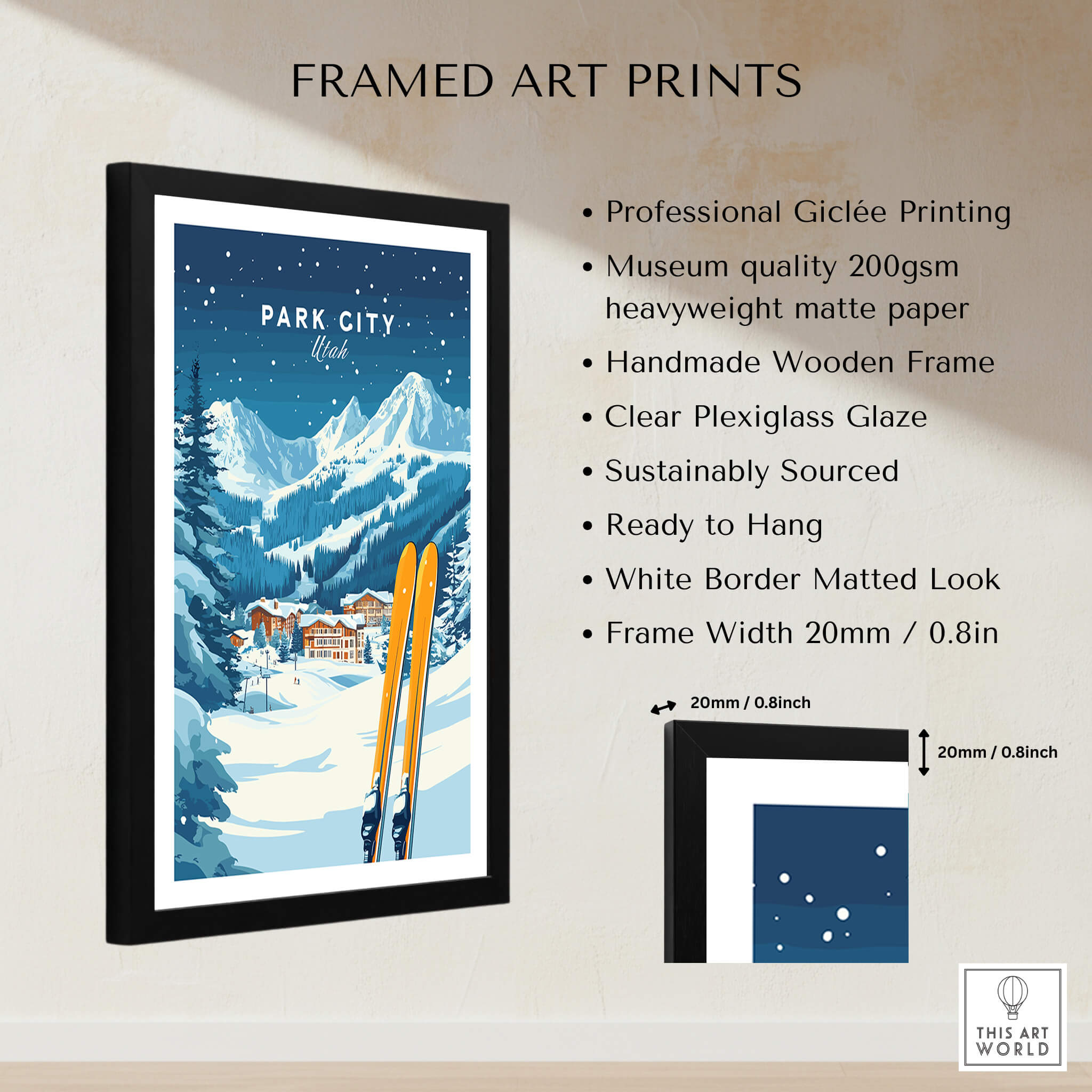 Park City Ski Wall Art Print Utah featuring professional giclée printing and vibrant mountain scenery.