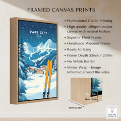 Park City Ski Wall Art Print Utah framed canvas print with vibrant design and natural texture.