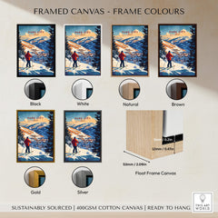 Framed Park City Ski Wall Art Ski Print in various frame colours including black, white, natural, brown, gold, and silver.