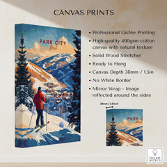 Park City Ski Wall Art Ski Print showcasing Giclée printing and beautiful mountain landscape design.
