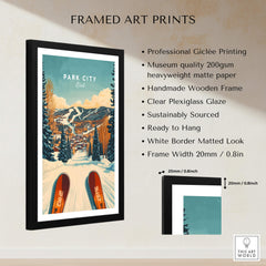 Ski Print Park City Utah Winter Sports framed art print featuring vibrant skiing design.