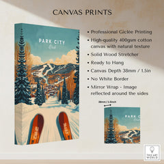 Ski Print Park City Utah Winter Sports canvas print showcasing vibrant colors and ski slopes.