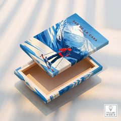 Pas de la Casa Grandvalira Ski Print | Winter Sports Wall Decor featuring a decorative box with winter sports scene.