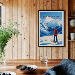 Pas de la Casa Grandvalira Ski Print | Winter Sports Wall Decor showcasing a skier against a stunning mountain backdrop.