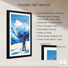Pas de la Casa Grandvalira Ski Print | Winter Sports Wall Decor framed art print showcasing vibrant alpine scenery.