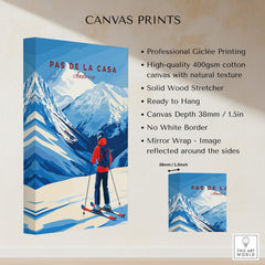 Pas de la Casa Grandvalira Ski Print | Winter Sports Wall Decor showcasing skiing in a vibrant mountain landscape.
