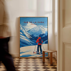 Pas de la Casa Grandvalira Ski Print | Winter Sports Wall Decor displayed in a stylish indoor setting.