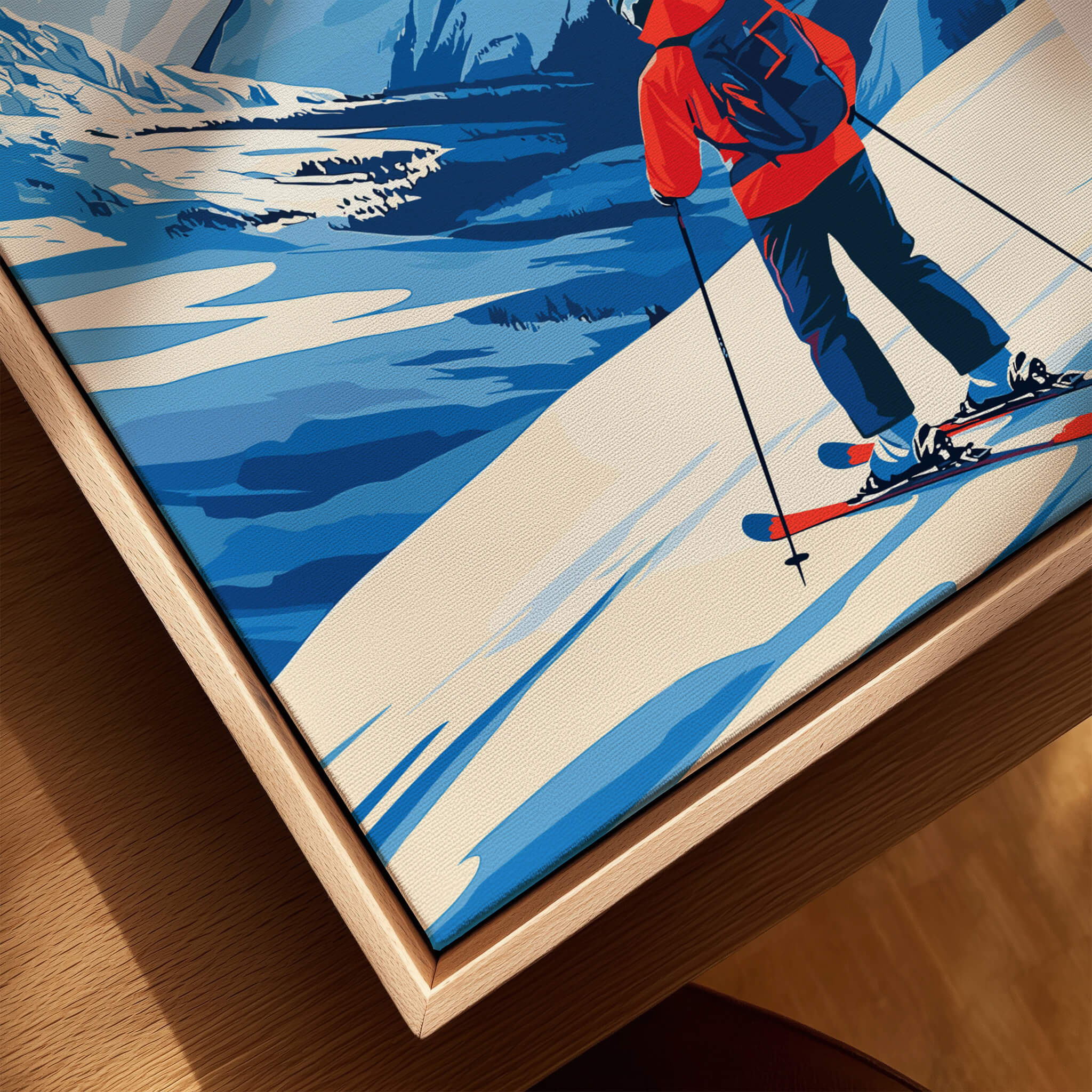 Pas de la Casa Grandvalira Ski Print | Winter Sports Wall Decor featuring a skier in a snowy landscape.