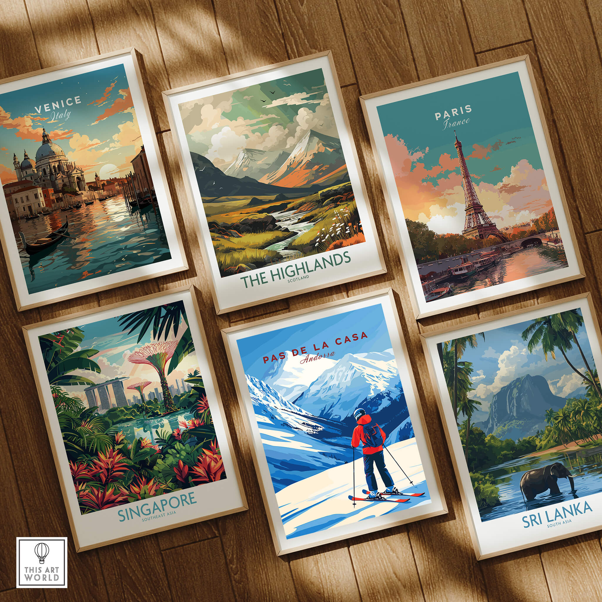 Pas de la Casa Grandvalira Ski Print | Winter Sports Wall Decor featuring vibrant skiing imagery.