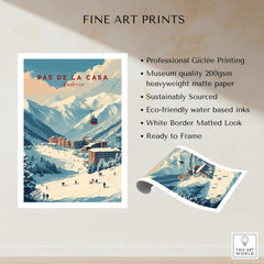 Pas de la Casa Winter Village and Slopes Print | Ski Wall Art showcasing picturesque snowy peaks and ski resort.