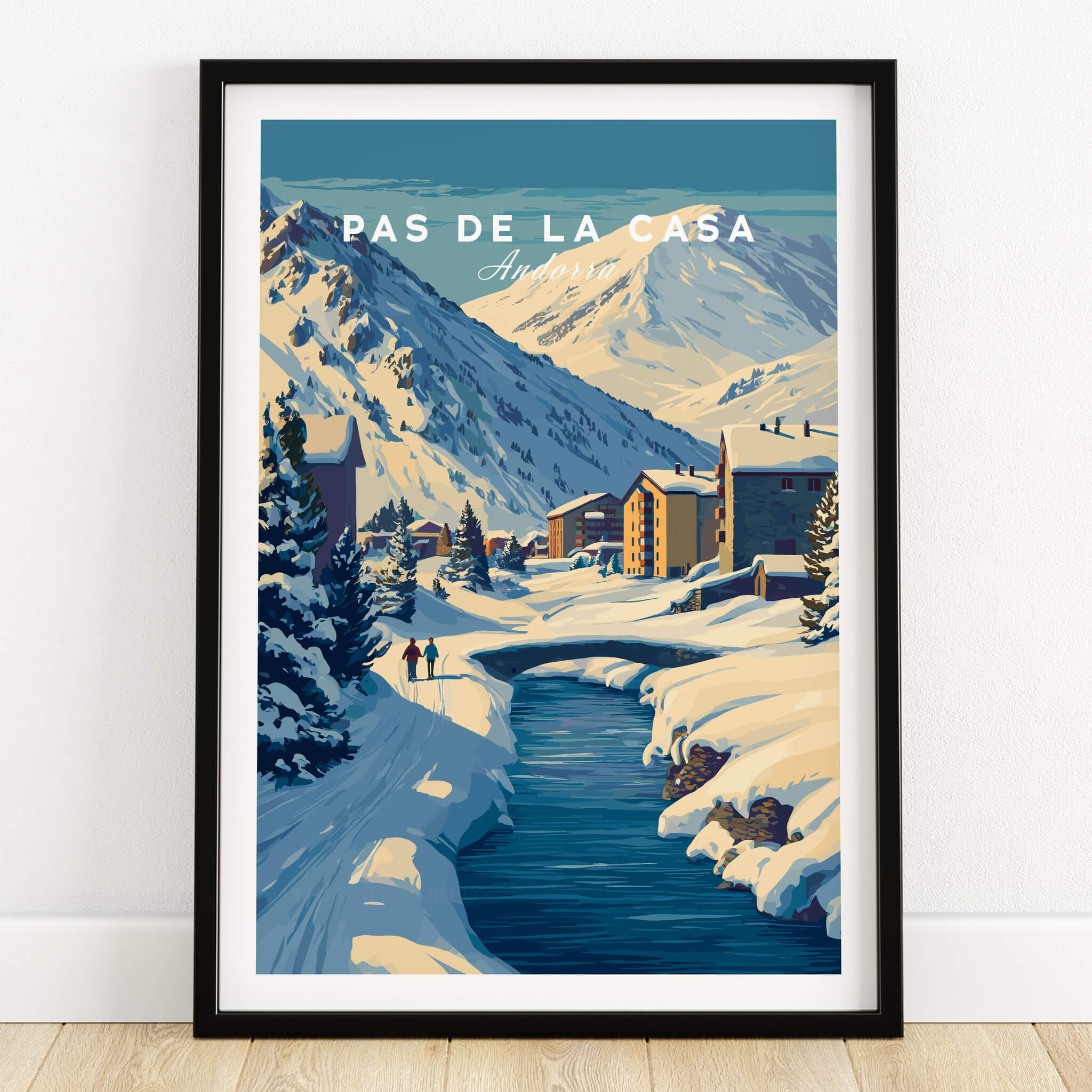 Pas de la Casa Pyrenees Ski Town View Print | Winter Landscape Home Decor featuring a snowy landscape and charming ski town.