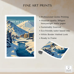 Pas de la Casa Pyrenees Ski Town View Print | Winter Landscape Home Decor showcased in fine art print format.