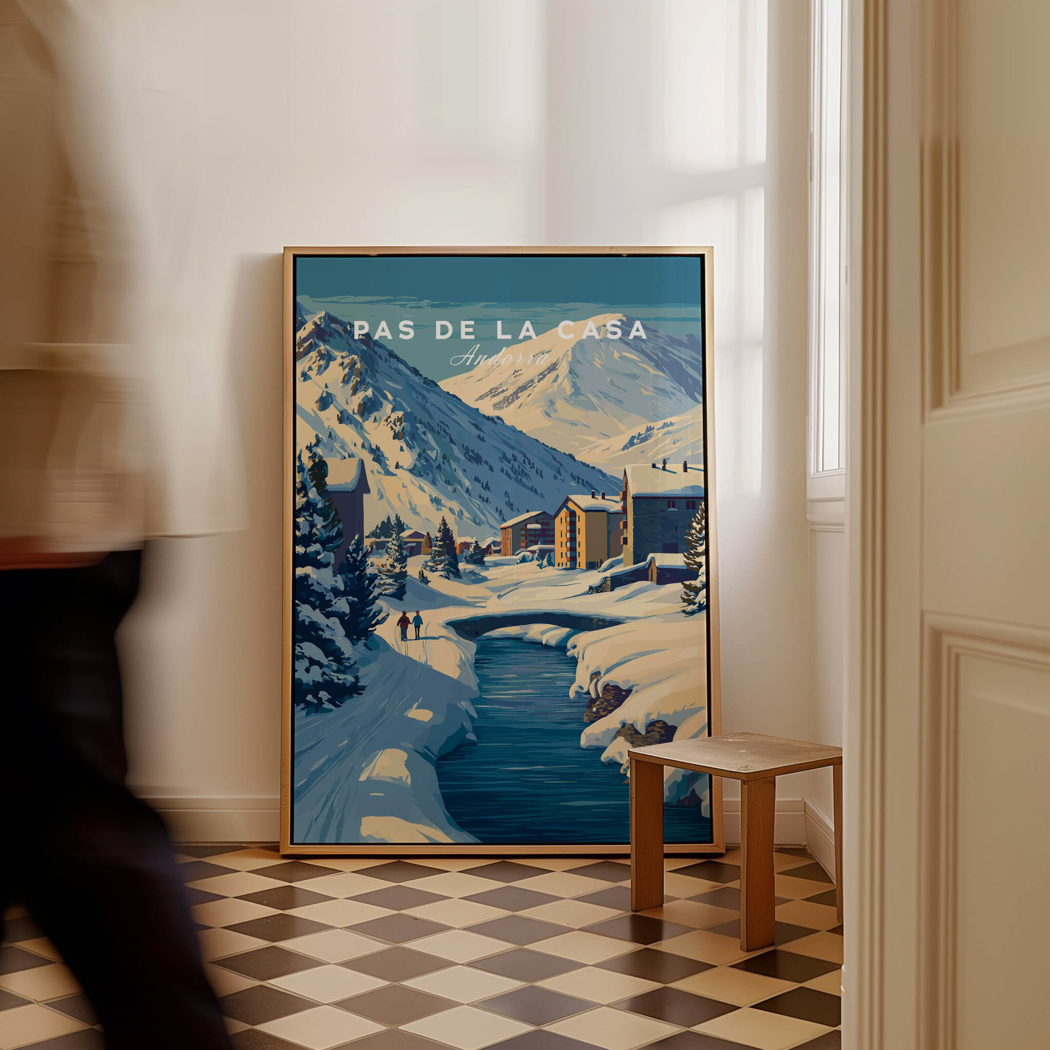 Pas de la Casa Pyrenees Ski Town View Print | Winter Landscape Home Decor featuring a snowy mountain scene.