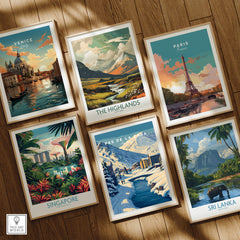 Pas de la Casa Pyrenees Ski Town View Print | Winter Landscape Home Decor displayed among travel artwork.