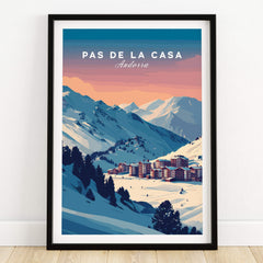 Pas de la Casa Wall Art | Andorra Travel Print showcasing a picturesque ski resort in Andorra's mountains.