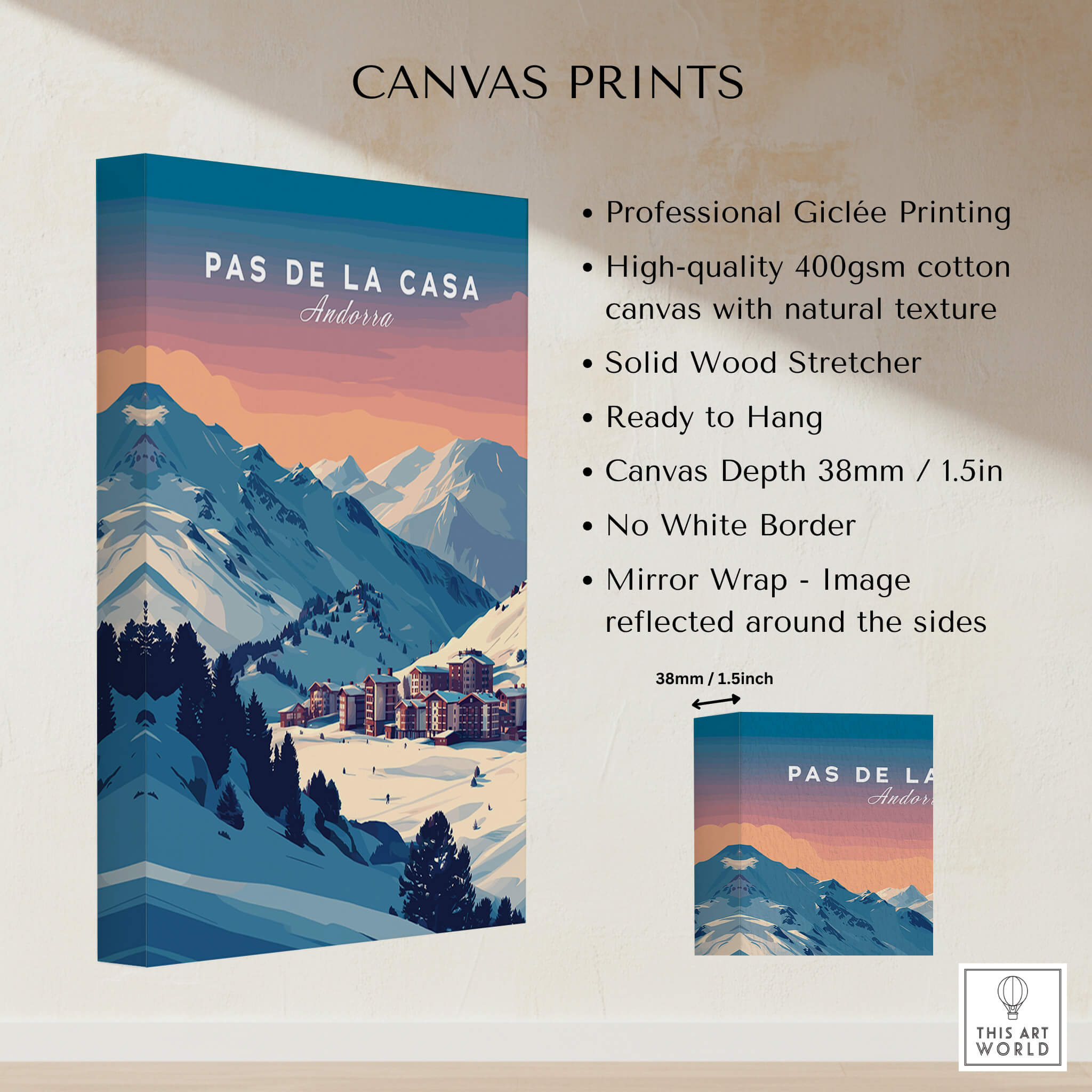 Pas de la Casa Wall Art | Andorra Travel Print featuring Giclée printing and a stunning mountain landscape.