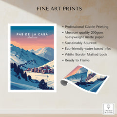 Pas de la Casa Wall Art | Andorra Travel Print showcasing professional Giclée printing and stunning mountain scenery.