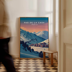Pas de la Casa Wall Art | Andorra Travel Print showcased in a stylish interior setting, depicting vibrant mountain scenery.