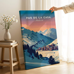 Pas de la Casa Wall Art | Andorra Travel Print showcasing the ski resort and mountains in a vibrant design.