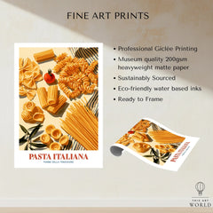 Italian Pasta Chart Kitchen Wall Art - fine art print unframed quality details