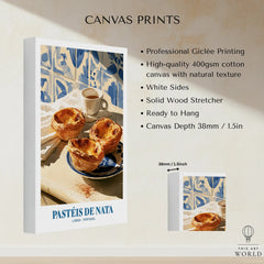 Pasteis de Nata Portuguese Kitchen Wall Art - canvas print stretched cotton canvas details