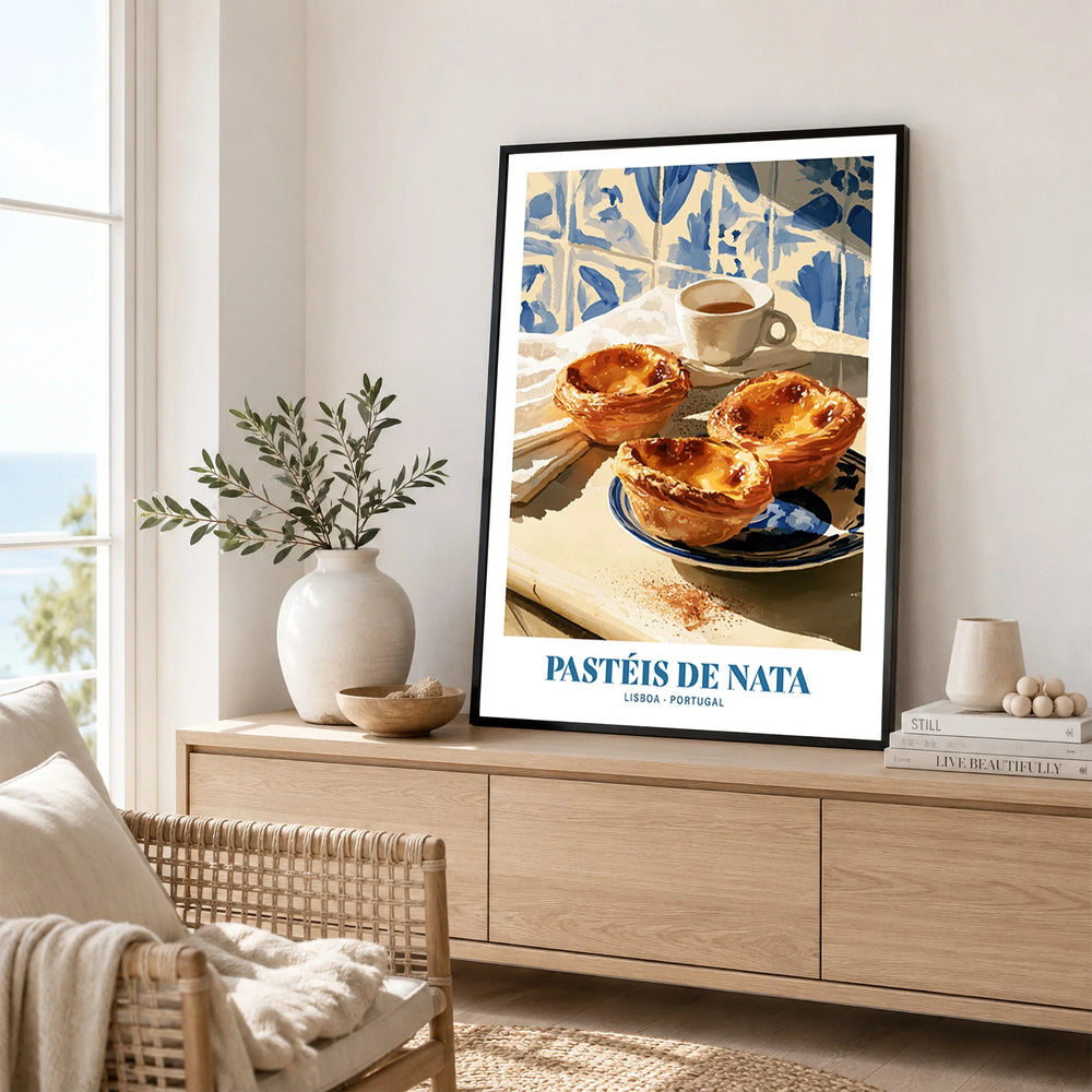Pasteis de Nata Portuguese Kitchen Wall Art - framed artwork living room lifestyle setting