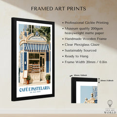 Portuguese Pastelaria Cafe Wall Art - framed print details measurements quality details