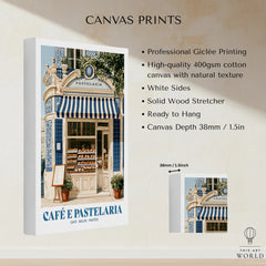 Portuguese Pastelaria Cafe Wall Art - canvas print stretched cotton canvas details