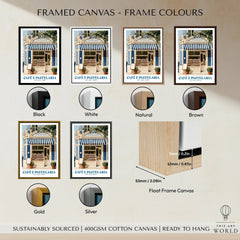 Portuguese Pastelaria Cafe Wall Art - framed canvas float frame colour options