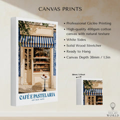 Portuguese Pastelaria Kitchen Wall Art - canvas print stretched cotton canvas details