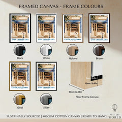 Portuguese Pastelaria Kitchen Wall Art - framed canvas float frame colour options