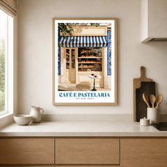 Portuguese Pastelaria Kitchen Wall Art - neutral kitchen single frame mockup This Art World