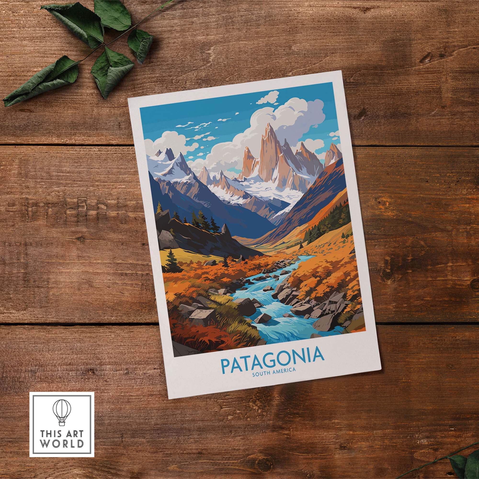 Patagonia Print showcasing stunning landscapes of South America, perfect for outdoor enthusiasts and wall art lovers.