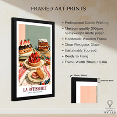 French Patisserie Bakery Wall Art - framed print details measurements quality details